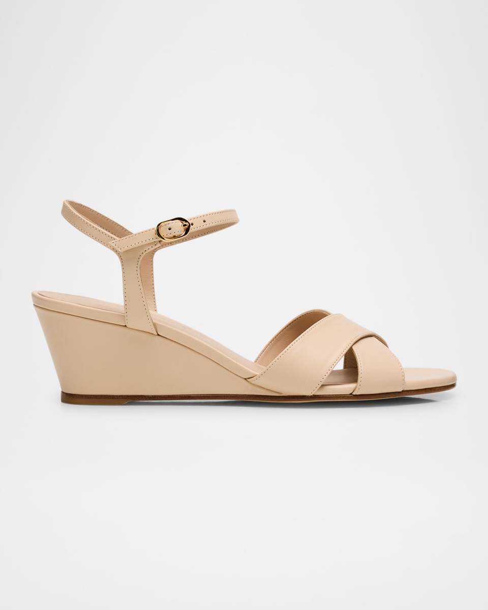 Dayna Leather Crisscross Wedge Sandals